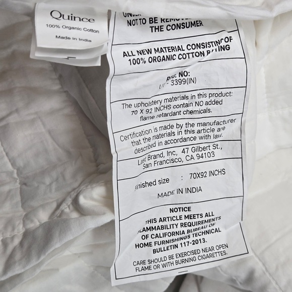 NWOT QUINCE Organic Cotton Stripe Stitch Quilt Set Twin White 3765 - Picture 7 of 9